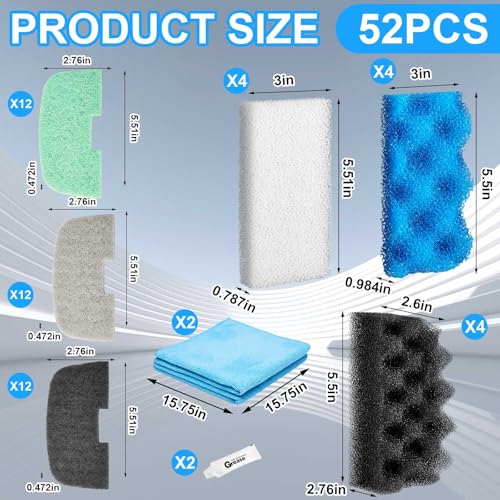52 Pcs Replacement Filter Media Kit Compatible with Fluval 106 (52 Count)