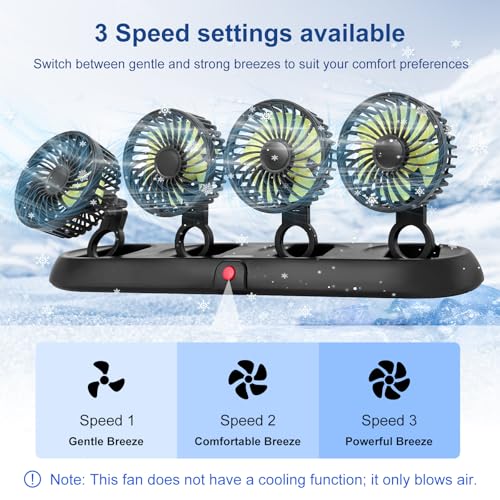 Portable 4 Head Car Cooling Fan with Cigarette Lighter Plug
