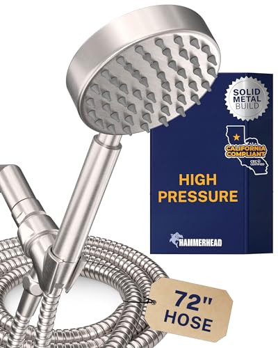 Solid Metal LOW FLOW Handheld Shower Head with Hose and Brass Holder