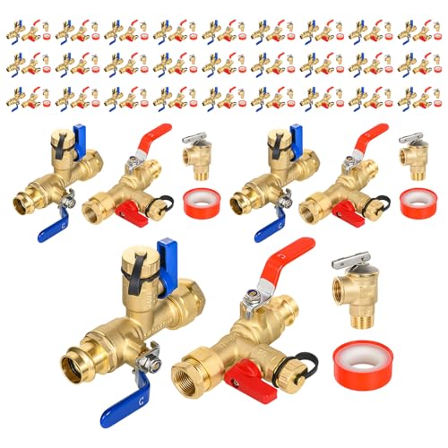 3 4 Inch GUOFIS IPS Tankless Water Heater Valve Kit with Pressure Relief Valve (30 Count)