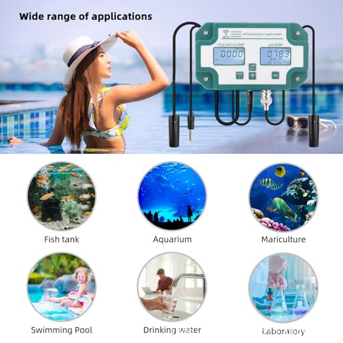 Water Quality Meter TDS EC 6 in 1 Salinity Temperature Tester Real Time Transmission