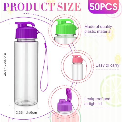 50 Pieces Reusable Plastic Water Bottles Bulk (50 Count)