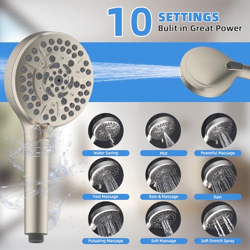 8" Metal Rainfall Shower Head with 10
