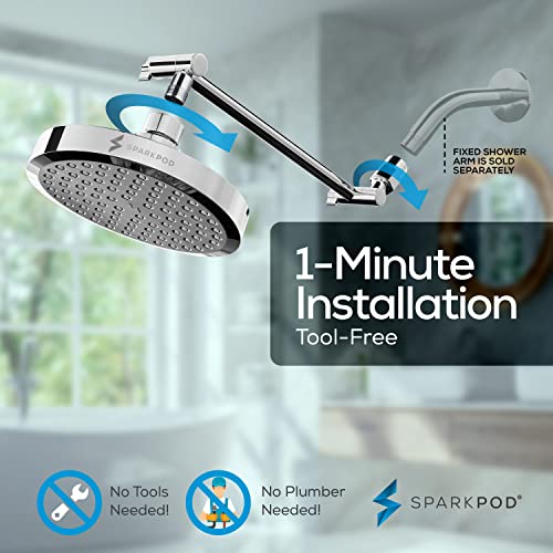 6" Round Rain Shower Head with 11" Shower Arm