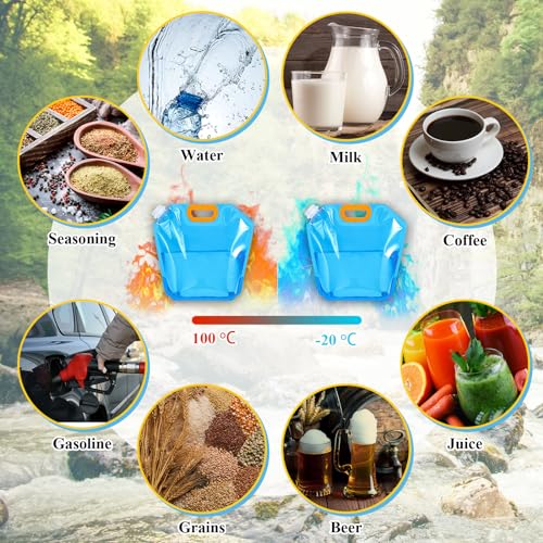 8 Pack 1.3 Gallon Collapsible Water Bags