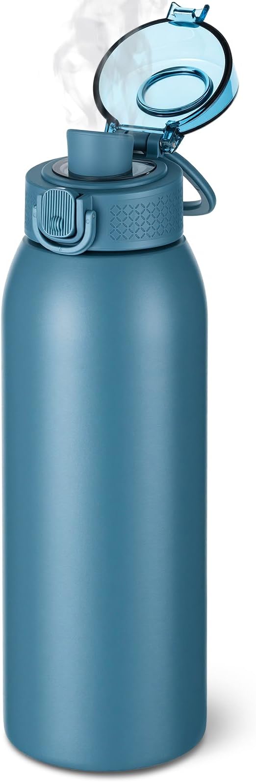 Insulated Water Bottle 24 oz with Dustproof Lid, Carry Handle & Tea Infuser, BPA-Free & Leakproof, Stainless Steel Water Bottles Ideal for Fitness, Hiking, Office & Outdoor Use （Navy Blue ）