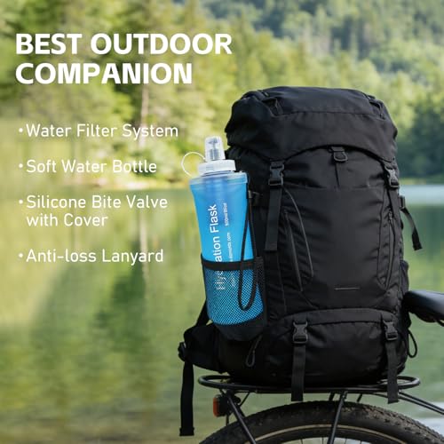 Collapsible Water Bottle with Filter for Hiking Travel