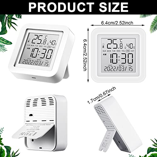2 Pcs Smart Wireless Temperature Monitor Humidity Monitor Wireless Hygrometer Thermometer Digital Room Compatible with APP Notification Alert and LCD Display House (2 Count)