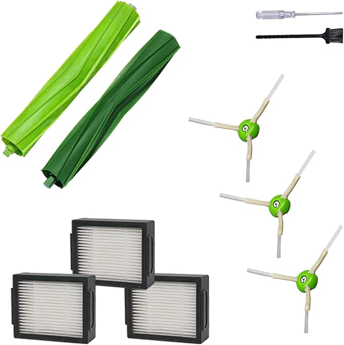 Replacement Parts Accessories for iRobot Roomba i7 j7 i6 i8 i3 i4 i1 e5 e6 I E Series Vacuum Cleaner Includes 1 Pack Bristle Brush,and 3 Pack Filter,Side Brush - AquaVibe