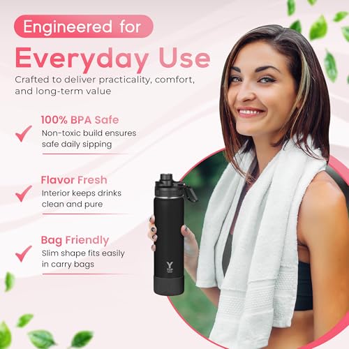 Y TOP 18 oz Insulated Water Bottle Leak Proof Spout Lid Fits in Car Cup Holder