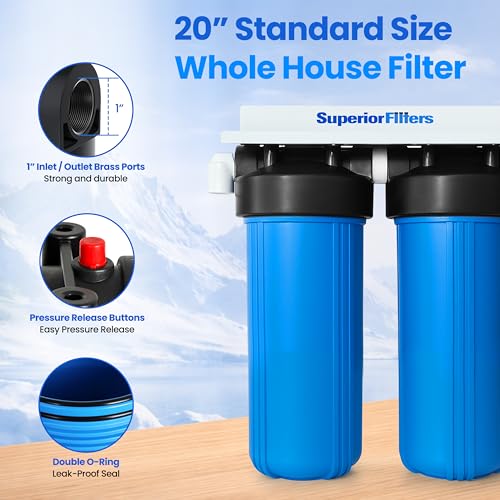 2 Stage Whole House Water Filter System 20x4.5 Included Carbon & Sediment