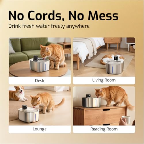 Wireless Cat Water Fountain Stainless Steel