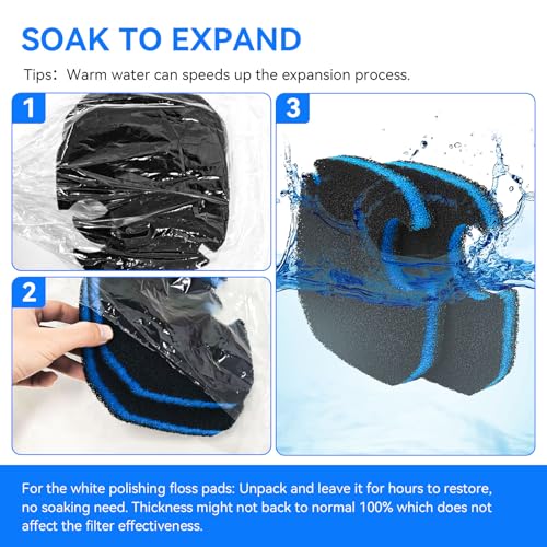 Replacement for Pondforse Canister Filter 172GPH 225GPH 264GPH Aquarium Filter Media Sponge Fits AMOSIJOY Canister Filter 172 GPH 225GPH 265GPH for Aquariums Fish Tanks Turtle Tank 8 (8 Count)