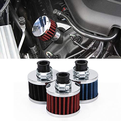 PTNHZ Universal 2 PCS 12mm Auto Cone Mini oil Air Intake Filter Crankcase Vent Valve Cover Breather Filter Flow Air Filters Black (2 Count)