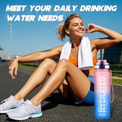 Water Bottle 32 oz Motivational Time Marker Tritan Bottle