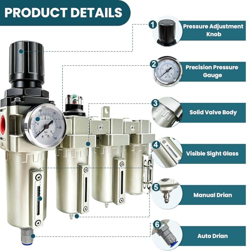 Upgraded 3 4" NPT Industrial Grade 4 Stage Air Drying System