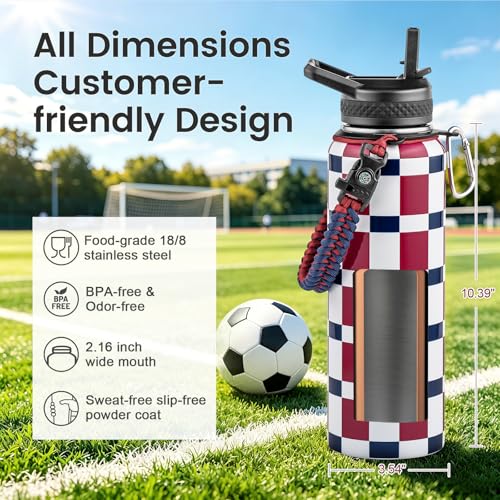 40 oz Insulated Water Bottle with Straw
