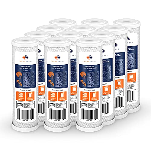 5 Micron 10 x 2.5 Carbon Block Water Filter Cartridge CTO Whole House Water Filter Replacement Compatible with WHKF (12 Count)
