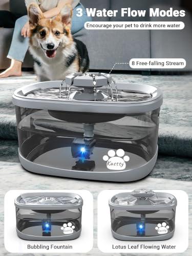 2.5Gal 9.5L Dog Water Fountain Extra Large Pet Water Fountain 3 Flow Modes Cat Water Fountain Larger Filter Filtration& Smart LED Pump& Safe Touch