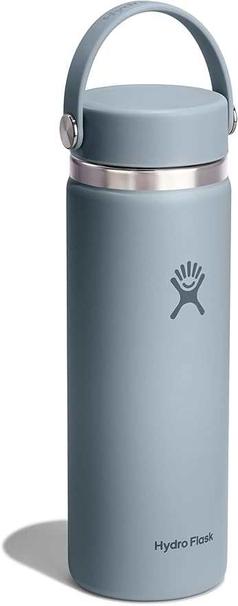 Hydro Flask Water Bottle - Insulated Stainless Steel - Wide Mouth Flex Lid, Non Spill, Leakproof and Refillable in 20 Oz Shale Gray