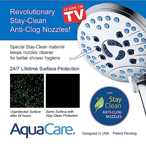 AquaCare 8 mode High Pressure Handheld Shower Head with 2