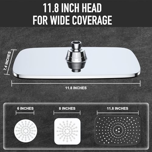 11.8“ Rain Shower Head with Handheld (2 Count)
