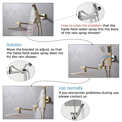 All Metal 8 Inch Dual Square Shower Head Combo