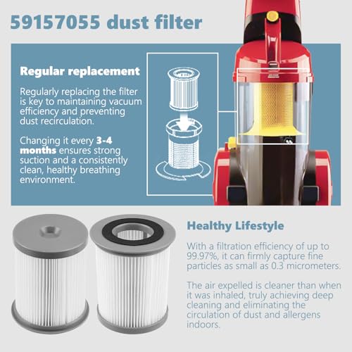 Dust Filter Replaces for Hoover 59157055 Fits for Hoover Elite Rewind & Elite Rewind Deluxe U5507