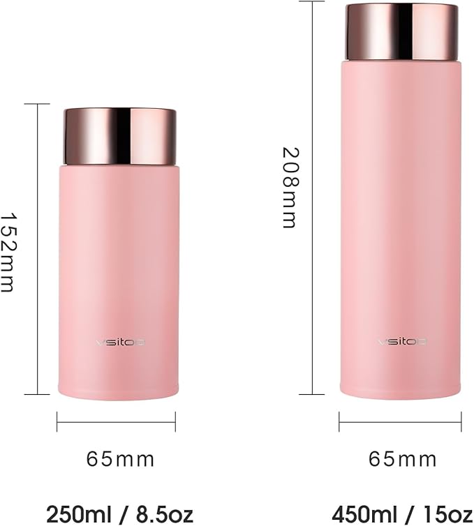 Vsitoo Smart self cleaning Insulated Water Bottle, 15oz Stainless Steel Vacuum Flask, AI Self-Clean, 30-Day Battery Life, BPA-Free, Magnetic Charging, Portable Travel Mug Gifts for Men Women, Pink
