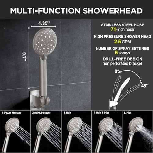 Brushed Nickel 11.8" Shower Head with Handheld