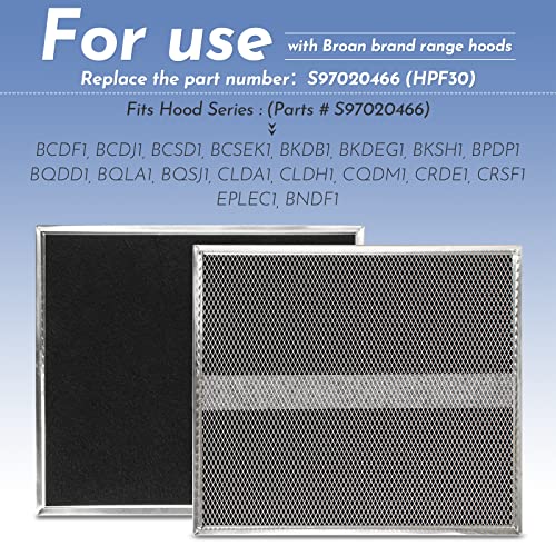 HPF30 Charcoal Filter with Mounting Clips for Broan Range Hood (2 Count)
