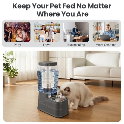 Automatic Dog Water Dispenser Gravity Stainless Steel Water Feeder Cat Waterer Feeder with Wide Mouth Bowl for Small Medium Dog Puppy Kitten