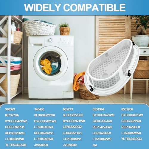 UPGRADED 8531964 W10828351 Dryer Lint Trap Filter & Cover with Stainless Steel Mesh Screen Compatible with Whirlpool Kenmore Dryer
