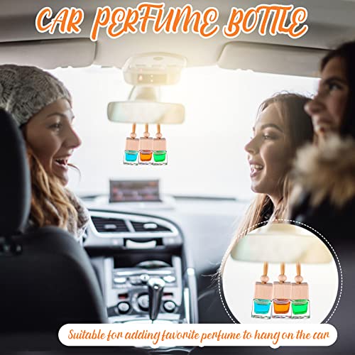 60 Pcs Hanging Car Air Freshener Car Diffuser Bottle Empty Glass Perfume Bottles Air Freshener Diffuser Bottle Pendant for Essential Oils Fragrance Aromatherapy Ornament Decor (60 Count)