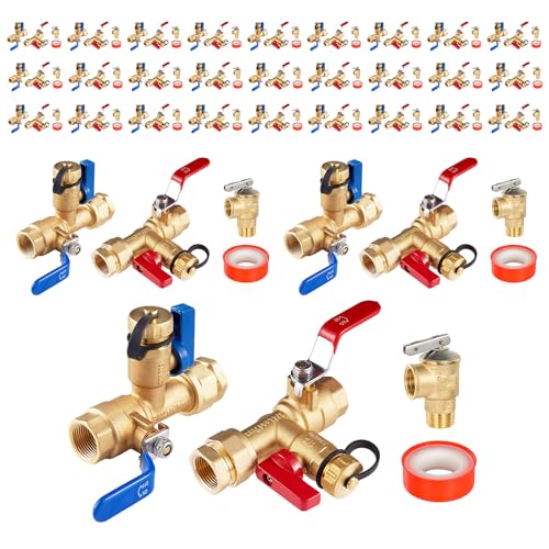 3 4 Inch GUOFIS IPS Tankless Water Heater Valve Kit with Pressure Relief Valve (30 Count)