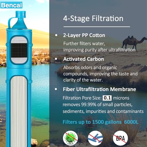 4 Stage 0.1 Micron Ultrafiltration Water Filter Straw (2 Count)