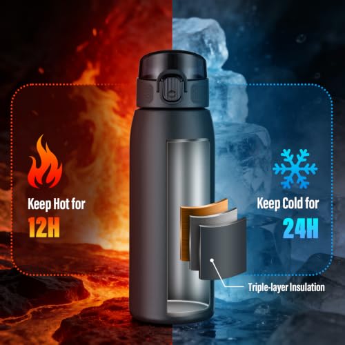 Insulated Water Bottle 18 oz with Dustproof Lid