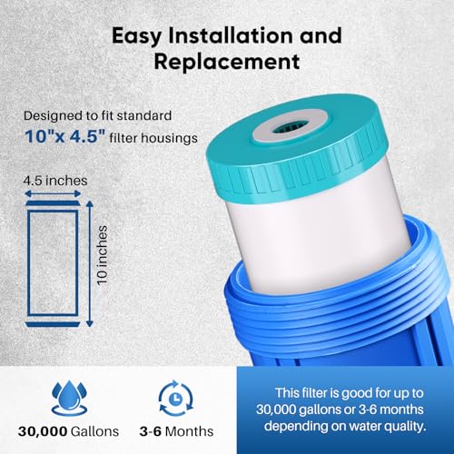 5 Micron 10" x 4.5" Whole House Iron & Manganese Reduce Water Filter Replacement for FM15B