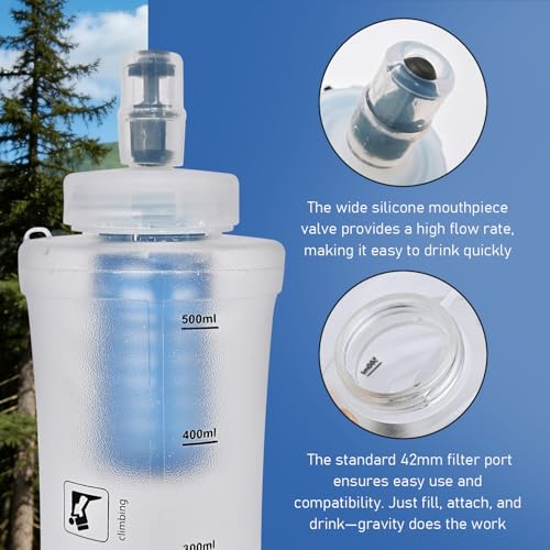 Collapsible Water Bottle with Filter for Travel Hiking Camping 700ML