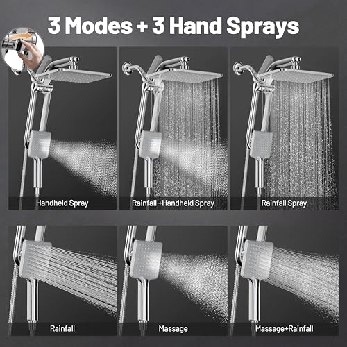 Dual Filtered Rainfall Handheld Showerhead Spray Combo with 7 Modes