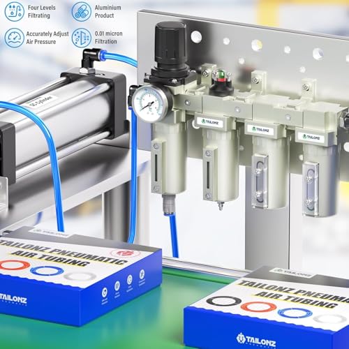 0-240 PSI 1/2 Inch NPT Industrial Grade 4-Stage Air Drying System, Particulate Filter, Dual Desiccant Dryer, 5 Micron & 0.01 Micron Filtration (Auto Drain)