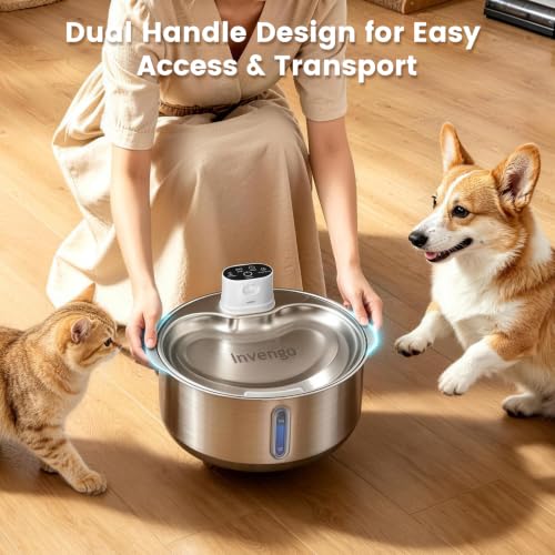 8L 270oz Cordless Stainless Steel Dog Water Fountain