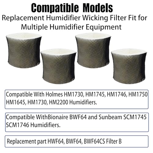4 Pack Wick Filter B Replcement for Holmes HWF64 (4 Count)