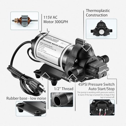 RV Water Pumps 115V AC Pressure Pump with Pressure Switch