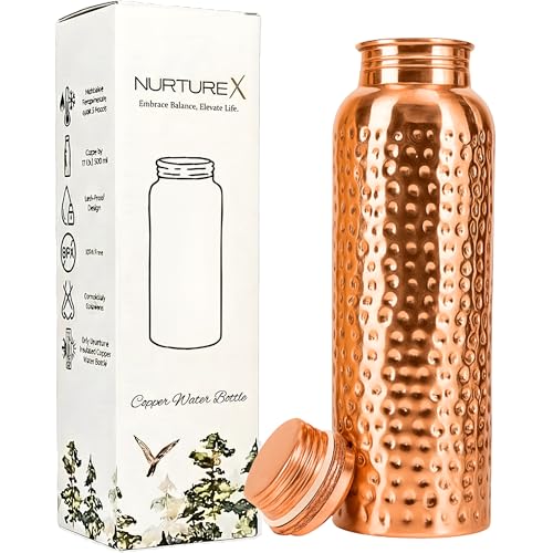Pure Copper Water Bottle for Drinking 1 L