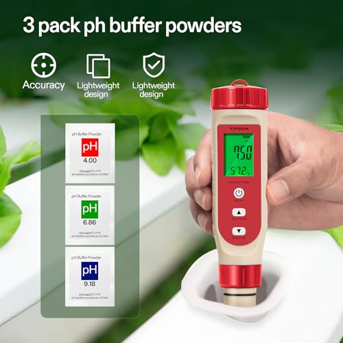 4-in-1 Digital pH Meter with pH/TDS/EC/Temp Function, 0-14.0 pH Measurement Range, ±0.1 pH Accuracy Water Quality Tester for Hydroponics, Household Drinking, and Aquarium