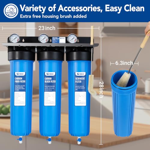 WF3-01 PRO 3-Stage Whole House Water Filtration System, Big Blue 20" x 5.5", Reduces Heavy Metals, PFAS (PFOA/PFOS), Chlorine, Sediment, Odor & VOCs
