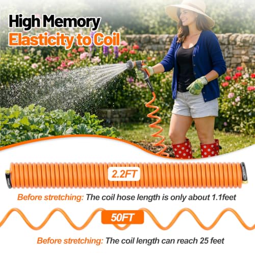 Hot Cold Garden Water Coil Hose 50 ft x 3 (50 Foot)