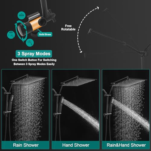 All Metal 12 Inch Rain Shower Head with Handheld Spray Combo
