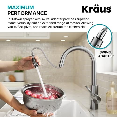 Oletto Single Handle Pull Down Kitchen Faucet with QuickDock Top Mount Installation Assembly in Matte Black